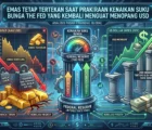 Emas Tetap Tertekan saat Prakiraan Kenaikan Suku Bunga The Fed yang Kembali Menguat Menopang USD