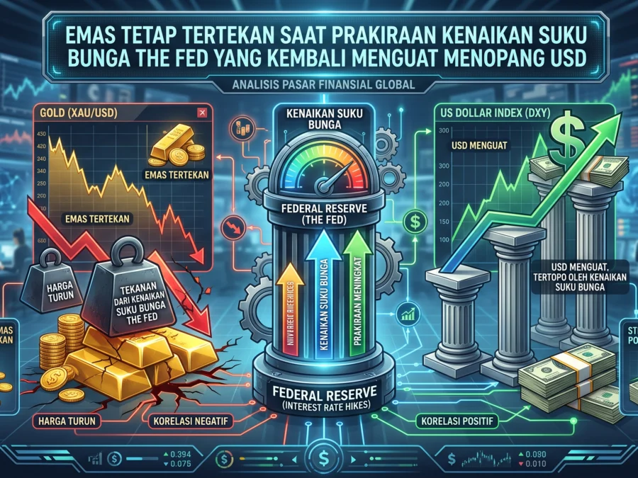 Emas Tetap Tertekan saat Prakiraan Kenaikan Suku Bunga The Fed yang Kembali Menguat Menopang USD